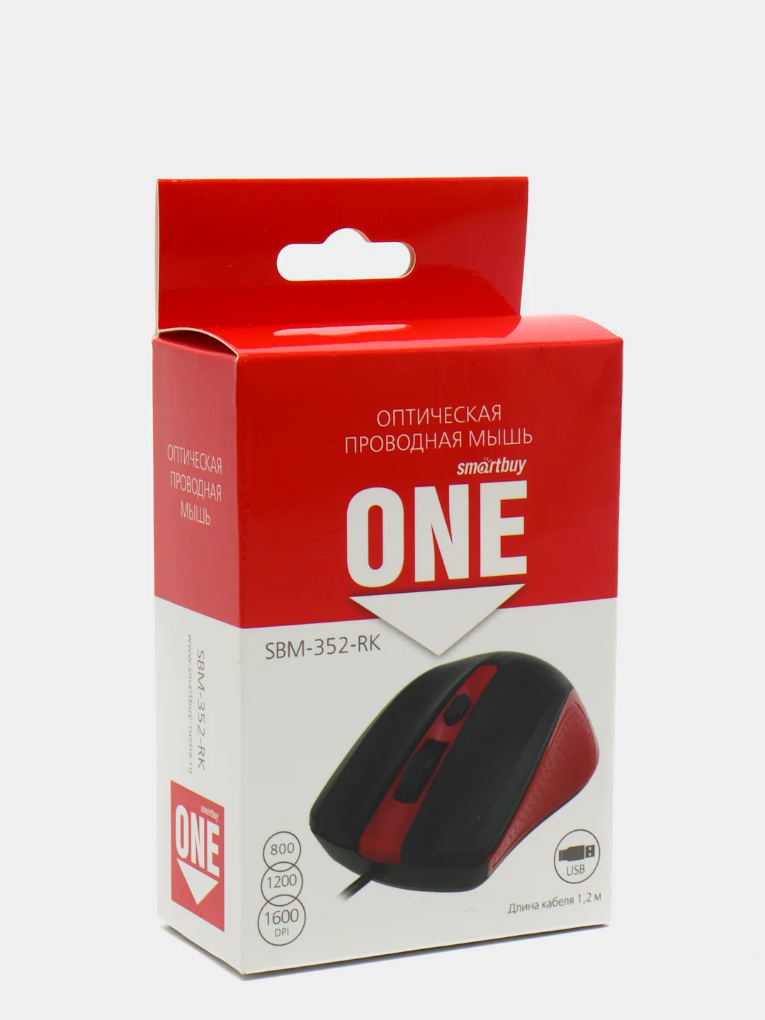 Красный мышь компьютерная проводная, 5 цветов, Smartbuy ONE SBM-352-K