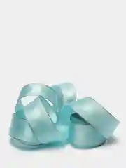 Голубой лента репсовая с люрексом и атласной вставкой, 2,5 см x 2 метра