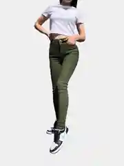 Зелёный хаки джинсы skinny женские зауженные, с высокой посадкой