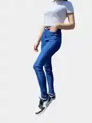 Синий джинсы skinny женские зауженные, с высокой посадкой