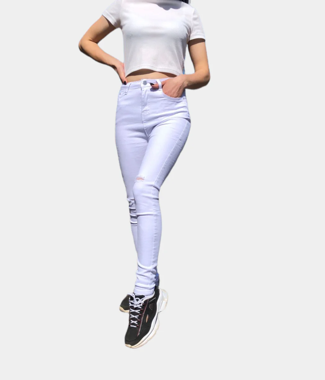 Белый джинсы skinny женские зауженные, с высокой посадкой