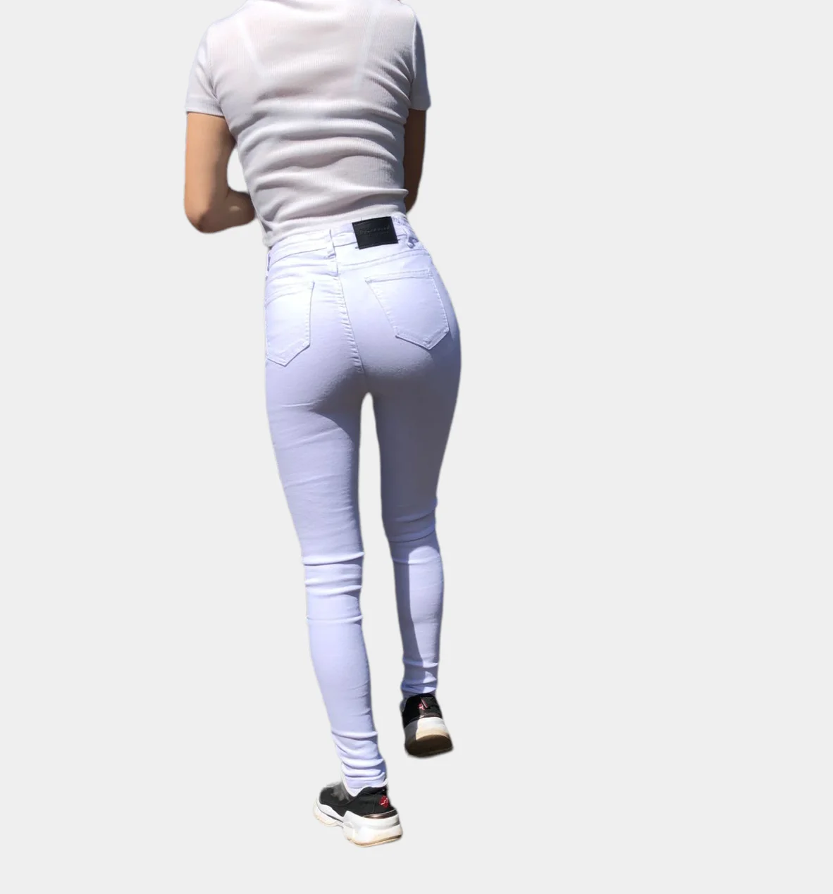 Белый джинсы skinny женские зауженные, с высокой посадкой