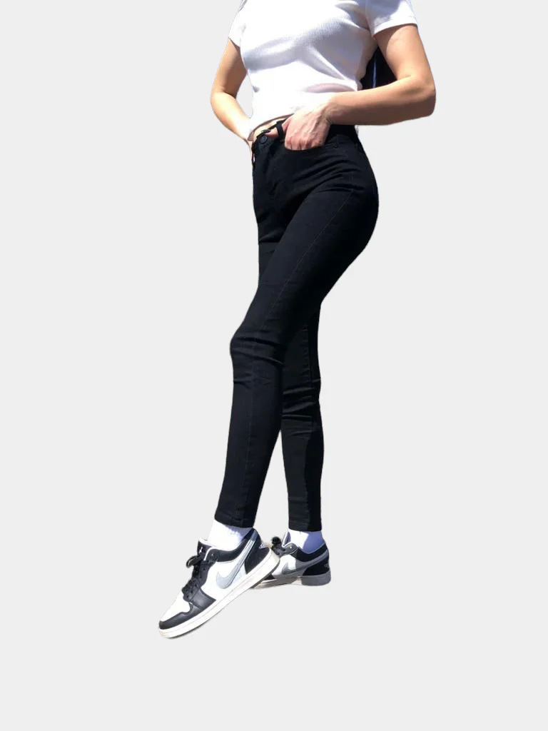 Черный джинсы skinny женские зауженные, с высокой посадкой