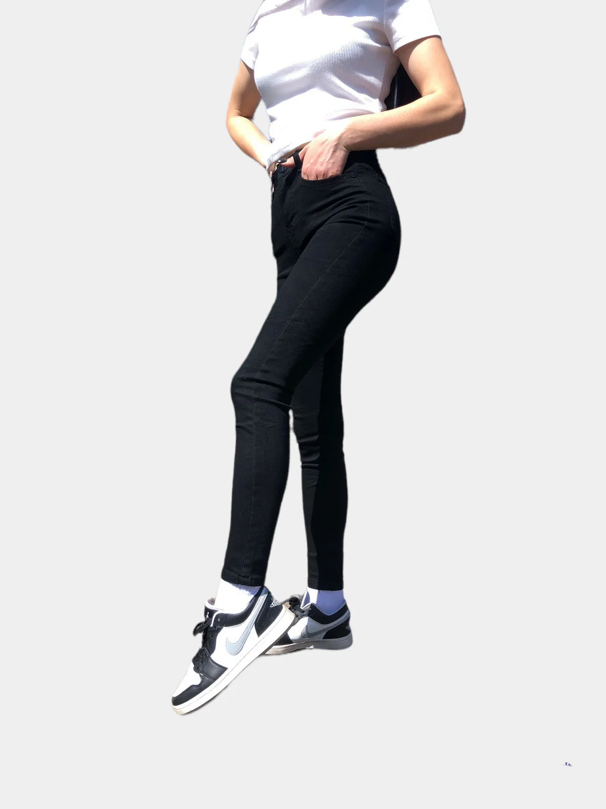 Черный джинсы skinny женские зауженные, с высокой посадкой