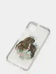 Серебряный чехол Huawei P40 Lite, Хуавей П40 Лайт, прозрачный плотный с рисунком и цветной рамкой