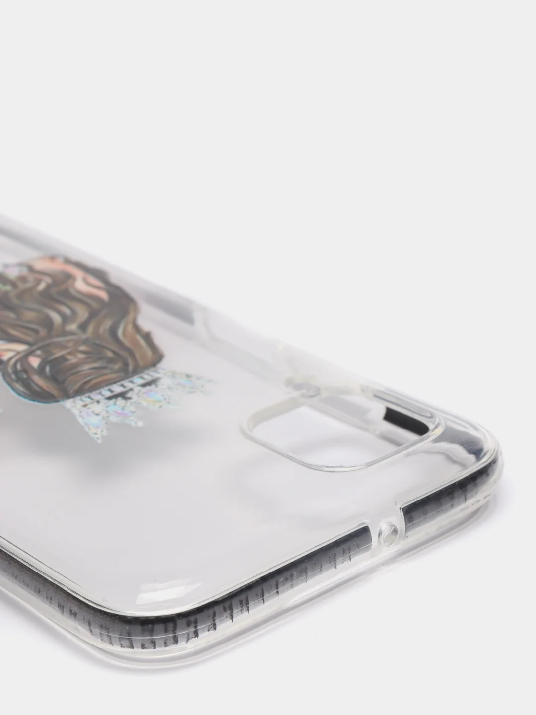 Серебряный чехол Huawei P40 Lite, Хуавей П40 Лайт, прозрачный плотный с рисунком и цветной рамкой
