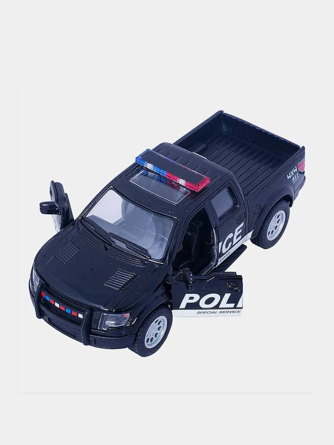 Черный машинка металлическая инерционная/Ford F-150 SVT Raptor Supercrew (Police)1:46 /Kinsmart/