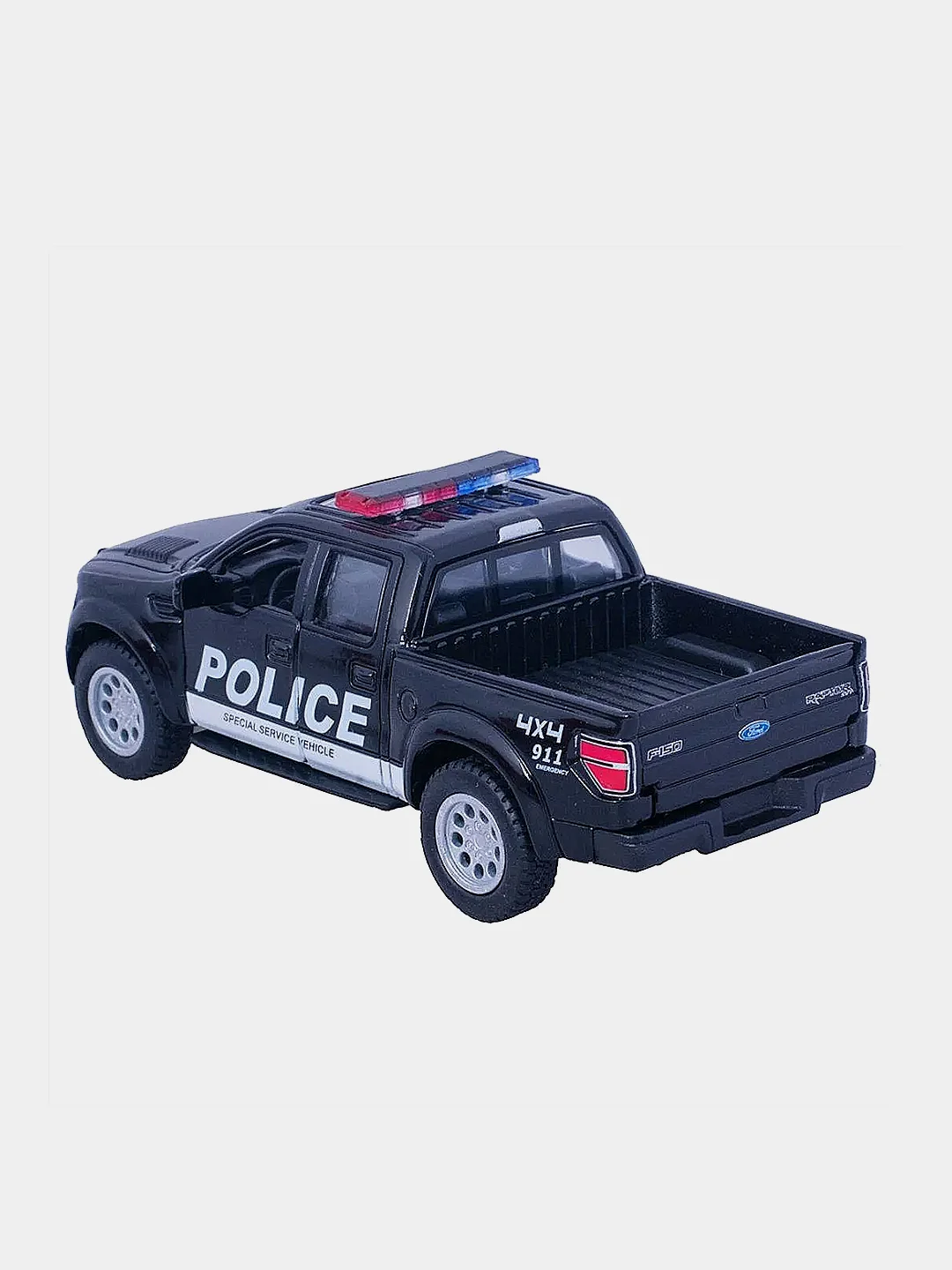 Черный машинка металлическая инерционная/Ford F-150 SVT Raptor Supercrew (Police)1:46 /Kinsmart/