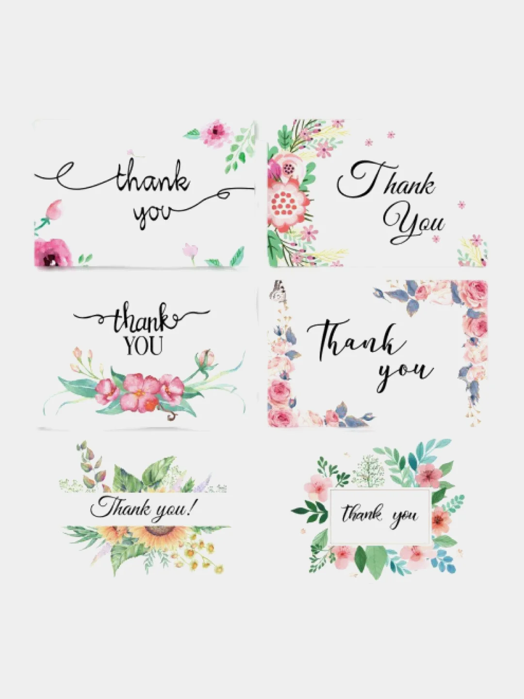Розовый набор открыток "Thank you", 6 штук в наборе
