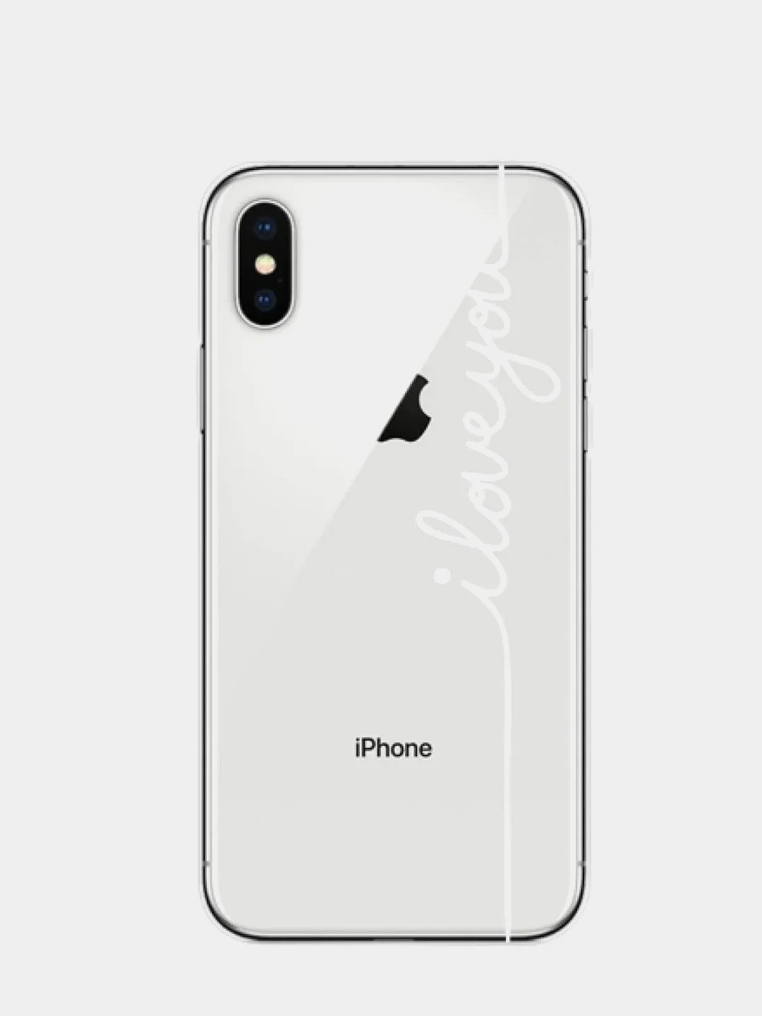 Серебряный чехол силиконовый c надписями для iPhone 11, pro, XR, X / XS, 7/8, 6/6S, 5 SE