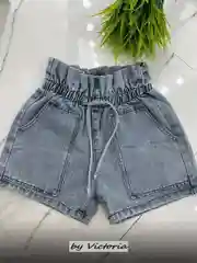 Голубой шорты женские джинсовые, короткие, на резинке