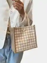 Бежевый женская сумка из мешковины