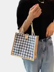 Синий женская сумка из мешковины