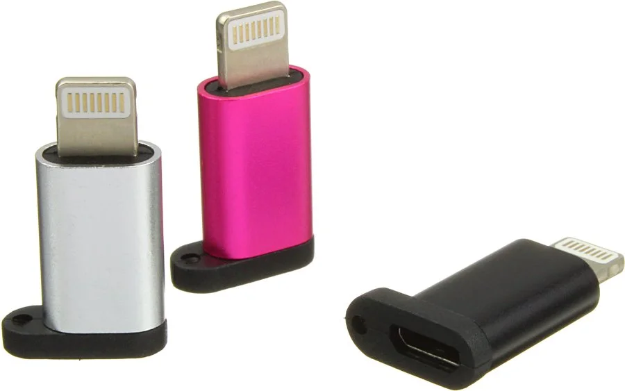 Красный переходник зарядки с microUSB на Lightning