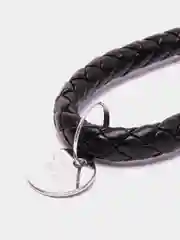 Черный кожаный брелок для ключей, петличка
