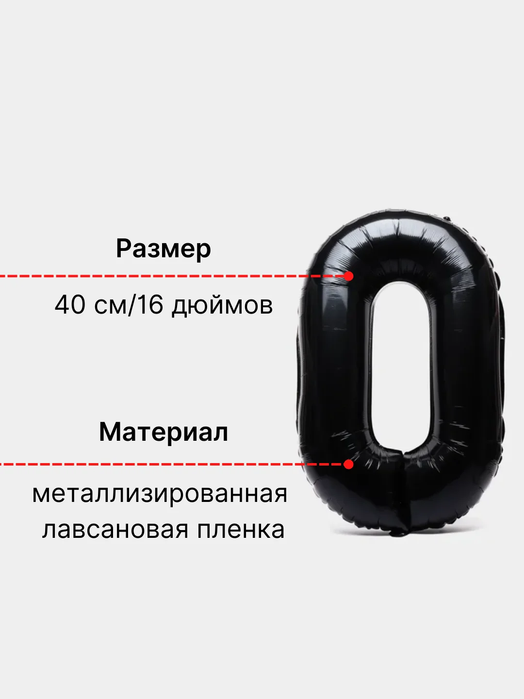 Большой воздушный шар "Цифра" черный , 40 см