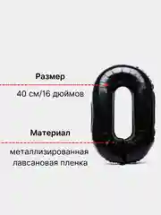 Большой воздушный шар "Цифра" черный , 40 см