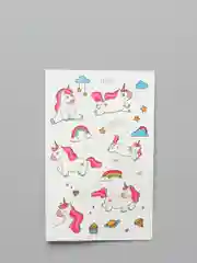 Фуксия татуировки "Единороги, мультяшные животные", 12*7,5 см