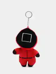 Черный мягкая игрушка охранник "Игра в кальмара" 15 см, с кольцом