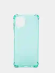 Бирюзовый чехол прозрачный Samsung Galaxy A12 / M12, противоударный плотный неоновый с оттенком
