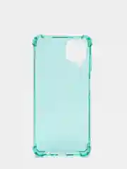 Бирюзовый чехол прозрачный Samsung Galaxy A12 / M12, противоударный плотный неоновый с оттенком