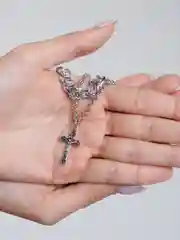 Белый двойная цепочка чокер с крестом на шею
