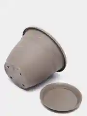 Бежевый кашпо / горшок для цветов с поддоном РЯБИНА IDEA