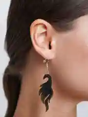Серьги деревянные "Золотые перья"