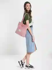 Кораллово-розовый сумка шоппер вельветовая