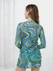 Бирюзовый купальник раздельный с туникой