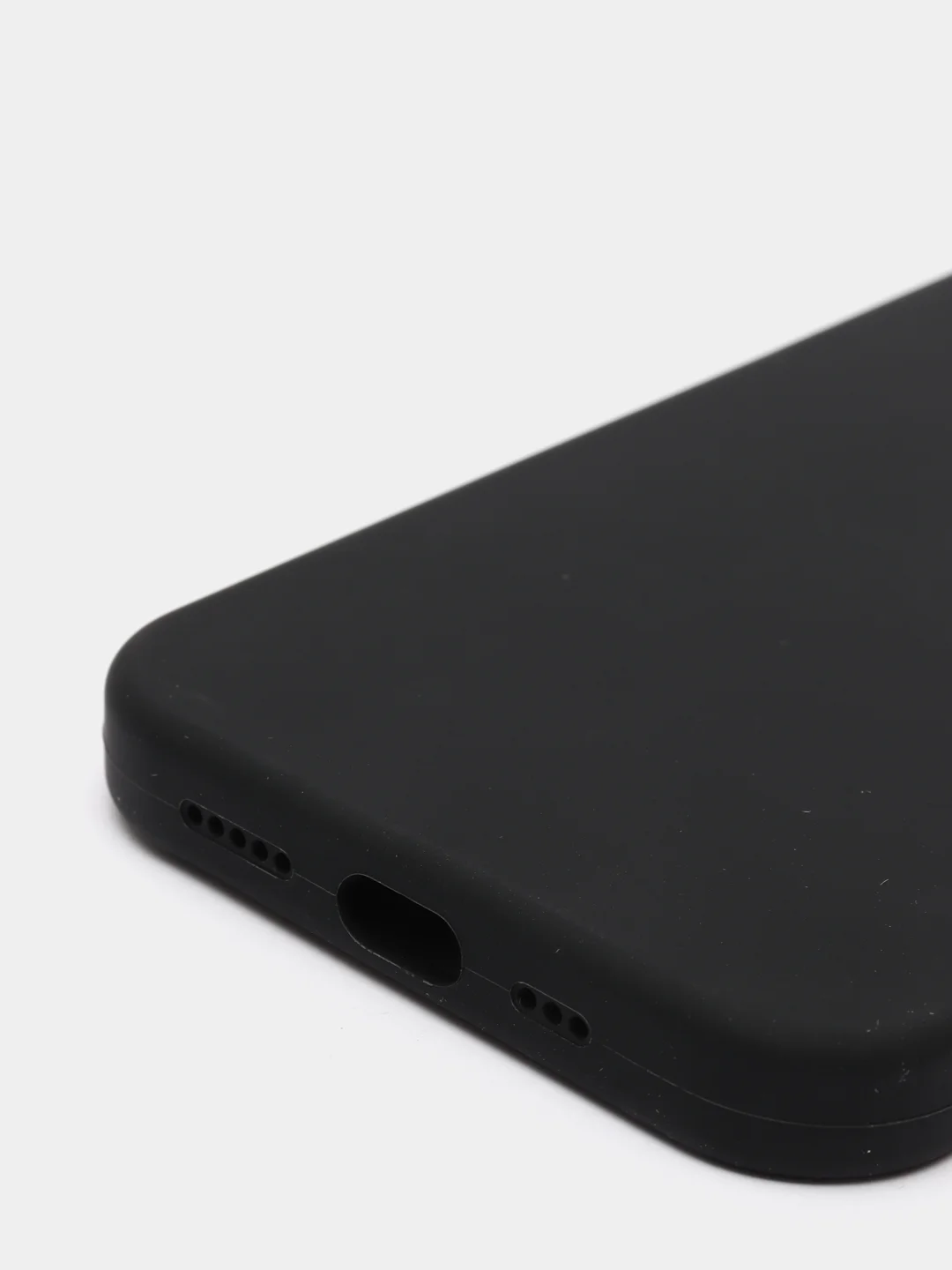 Черный чехол для iPhone 13 Pro (6.1") Silicone, закрытый низ, с логотипом