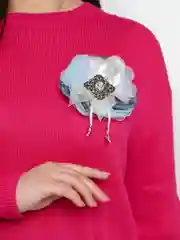 Лазурный текстильная брошь