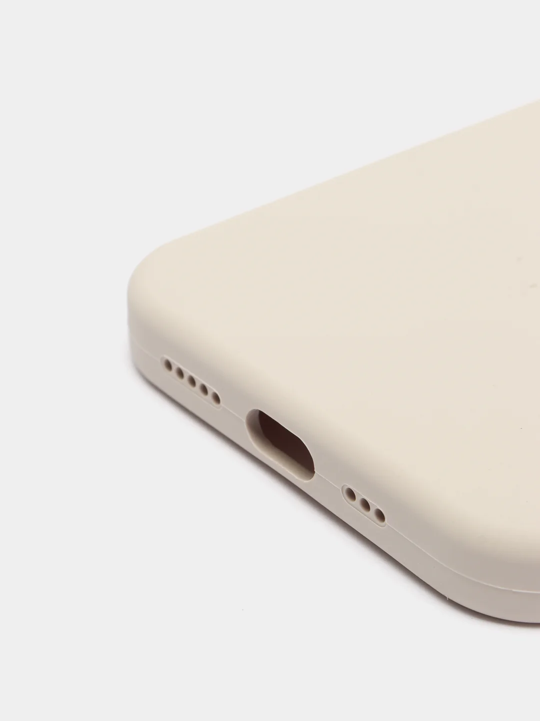 Светло-бежевый чехол для iPhone 13 Pro (6.1") Silicone, закрытый низ, с логотипом