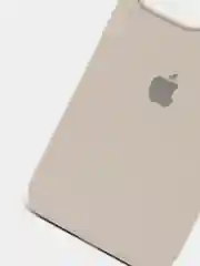 Светло-бежевый чехол для iPhone 13 Pro (6.1") Silicone, закрытый низ, с логотипом