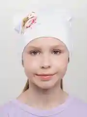 Белый шапка "Мишка" детская, трикотажная, футер KETMIN