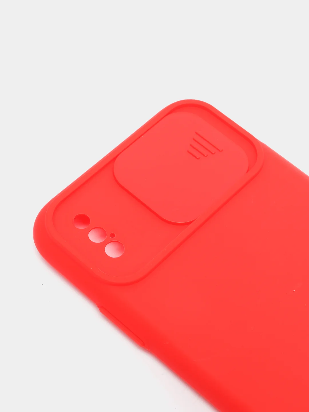 Красный чехол iPhone X / Xs силиконовый с закрывающейся камерой