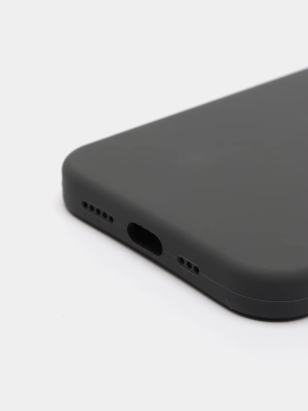 Угольный чехол для iPhone 13 Pro (6.1") Silicone, закрытый низ, с логотипом