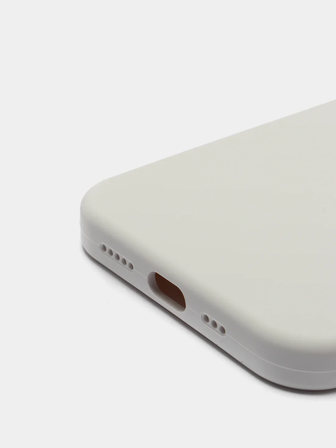 Белый чехол для iPhone 13 Pro (6.1") Silicone, закрытый низ, с логотипом
