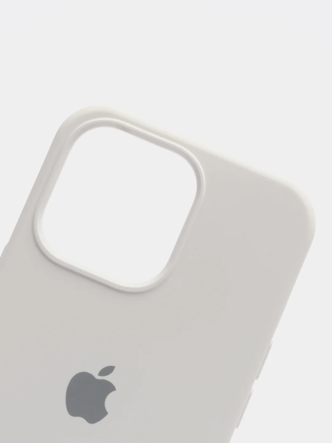 Белый чехол для iPhone 13 Pro (6.1") Silicone, закрытый низ, с логотипом