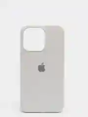 Белый чехол для iPhone 13 Pro (6.1") Silicone, закрытый низ, с логотипом
