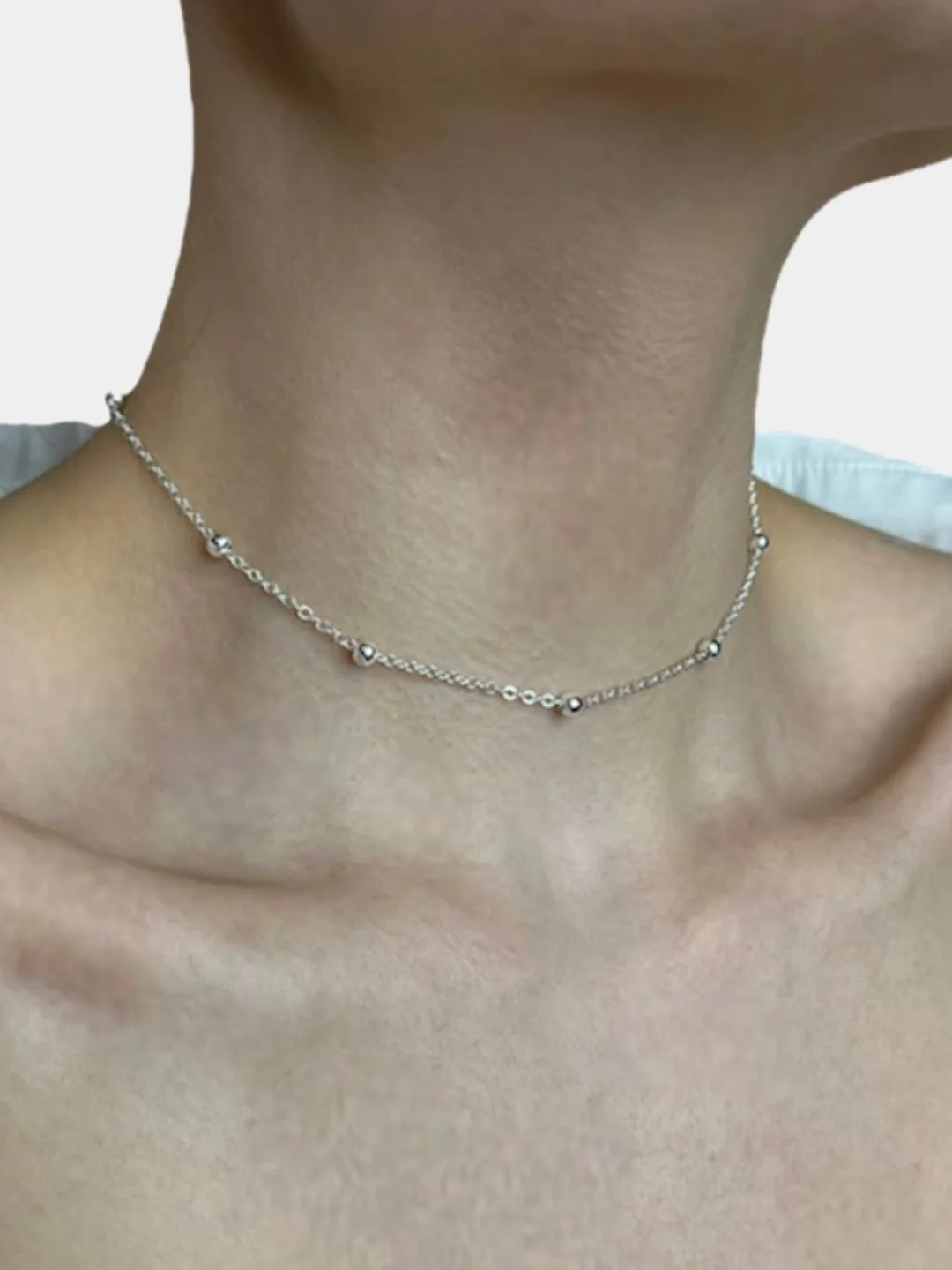Серебряный колье - ожерелье женское из бусин