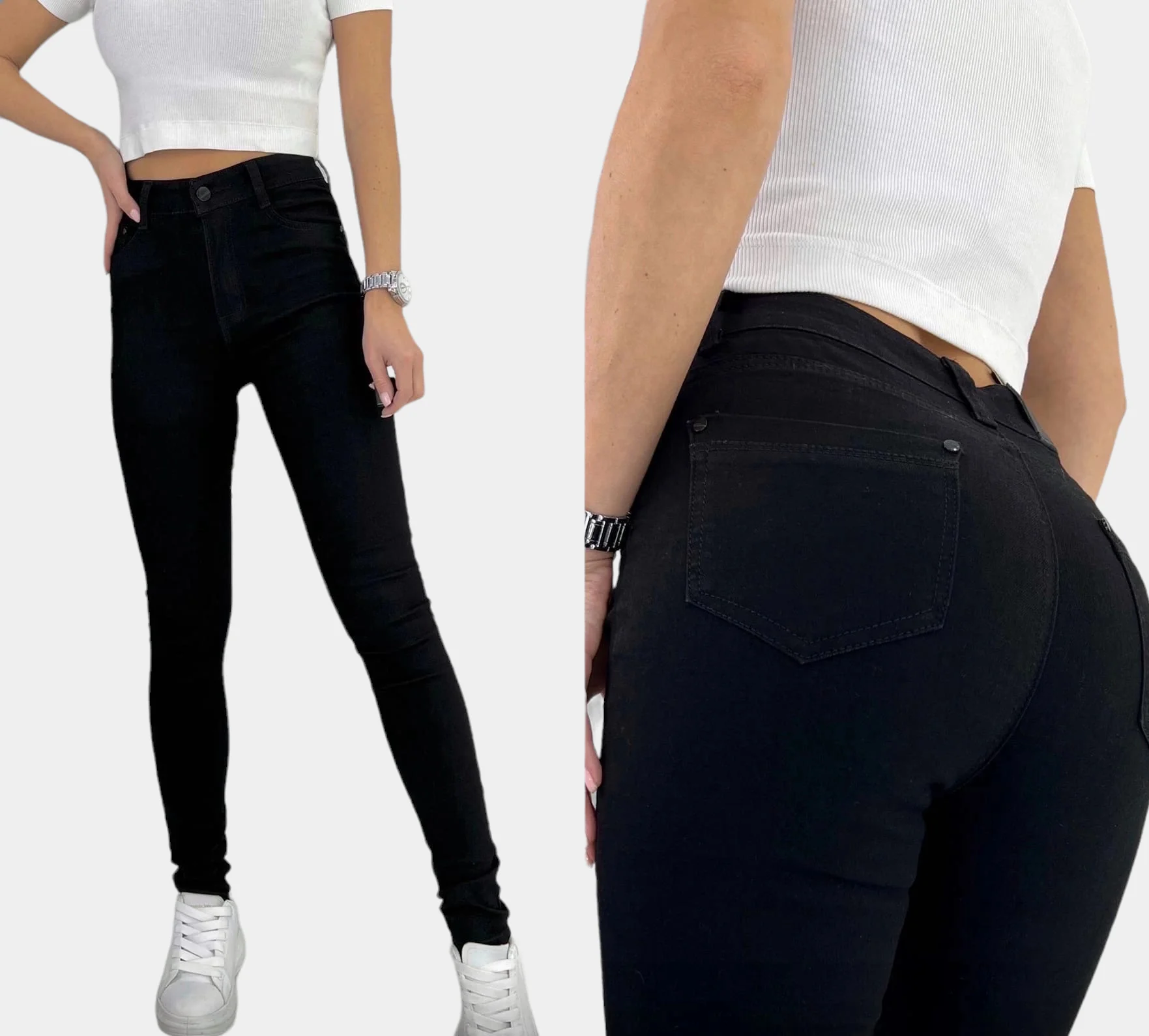 Черный джинсы skinny женские зауженные, с высокой посадкой
