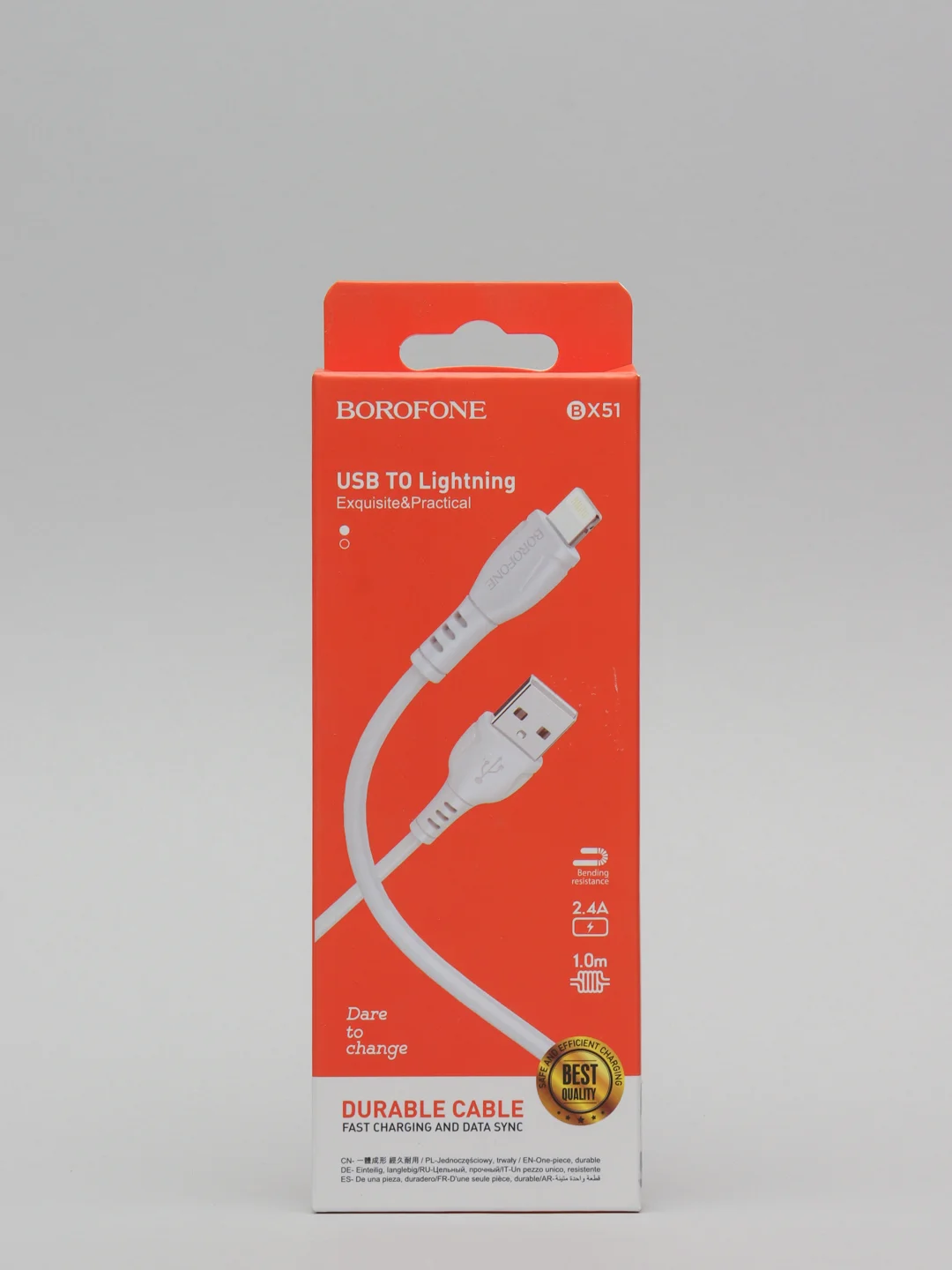 Белый кабель зарядный Borofone BX51 (3A, Type-C/Lightning, Type-C/Type-C для iPhone и Android)