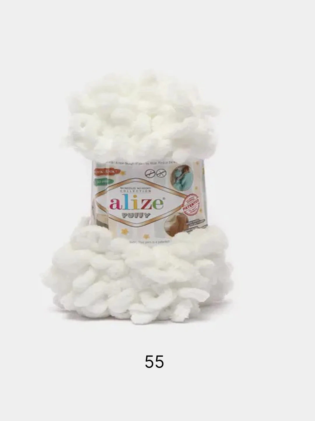 Белый пряжа Alize Puffy 100% Микрополиэстер 100г 9м (Часть1)