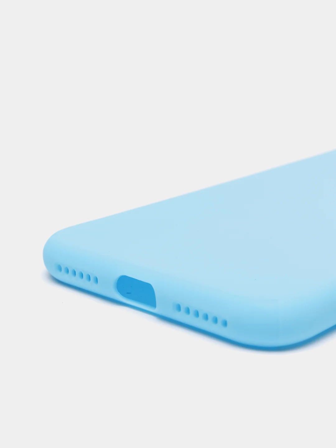 Голубой чехол силиконовый на iPhone 5, 5s, 6, 6s, 7, 8, SE 2020, X, XR, XS Max, 12 14 Pro, 13 mini