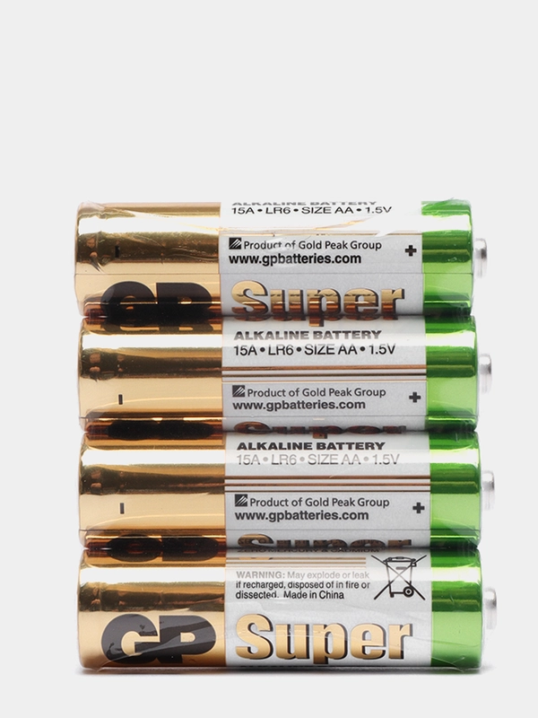 Батарейки GP Super Alkaline LR06 AA пальчиковые 4 штуки в пленке