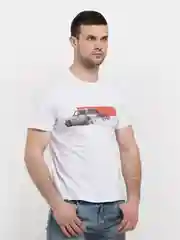 Белый футболка с принтом ВАЗ 2107