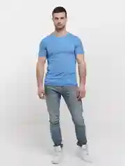 Голубой футболка мужская, стрейч