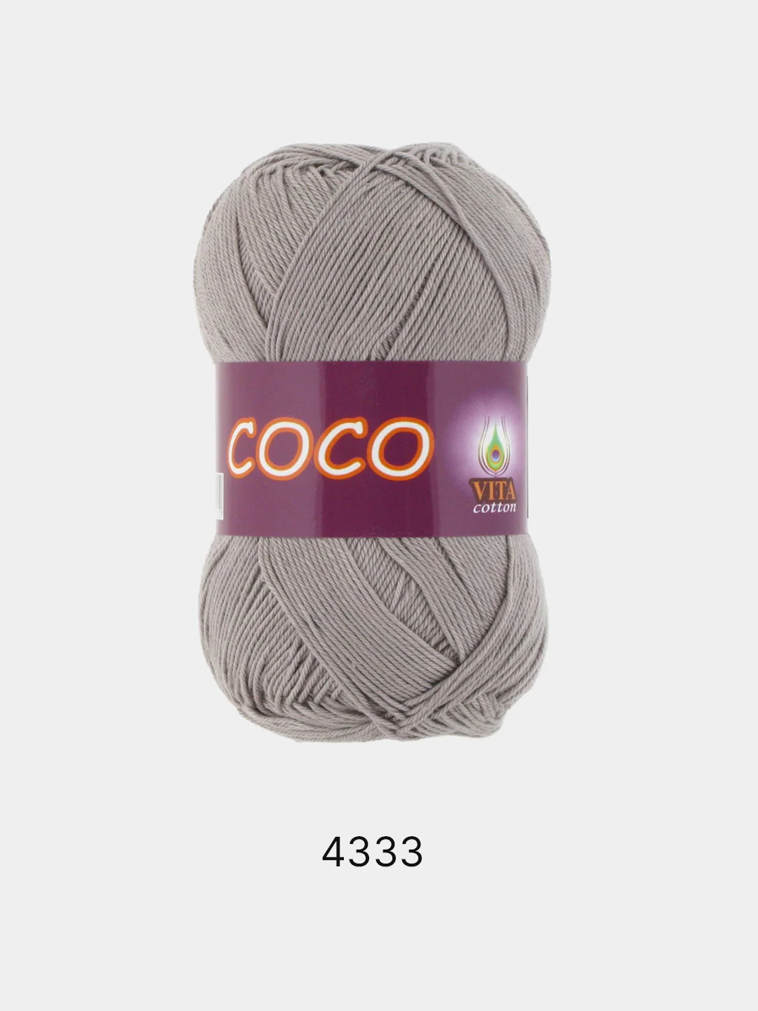 Серый пряжа Vita Cotton Coco 100% Мерсеризованный хлопок 50г 240м