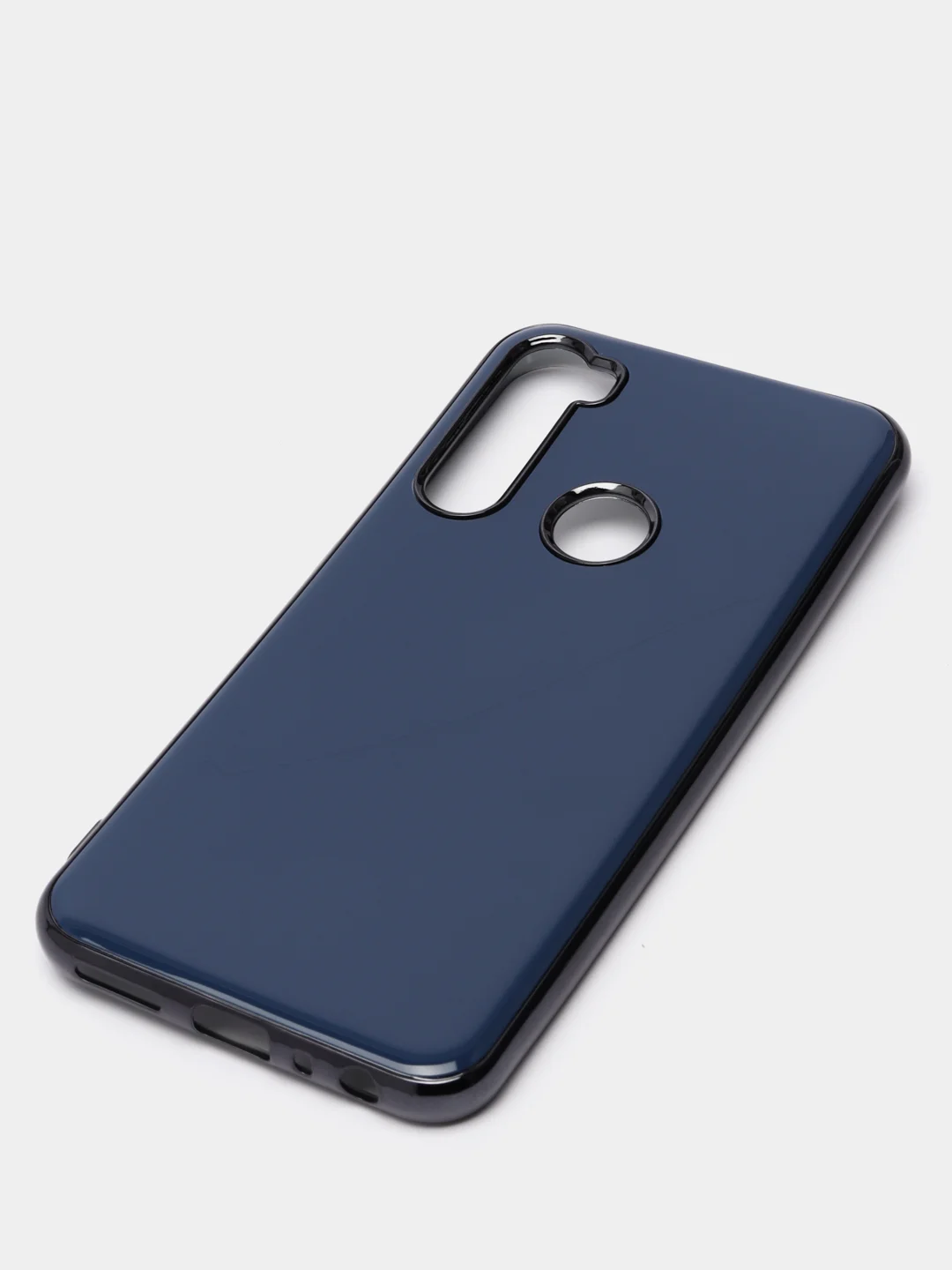 Темно-синий чехол Xiaomi Redmi Note 8 2019/21 цветной, силиконовый, с глянцевой рамкой (Редми Нот 8)